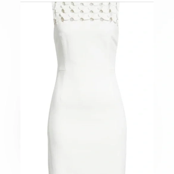 NWOT Akris punto Circle Cut Out Sleeveless Sheath Dress Size 4 Cream - Picture 5 of 11